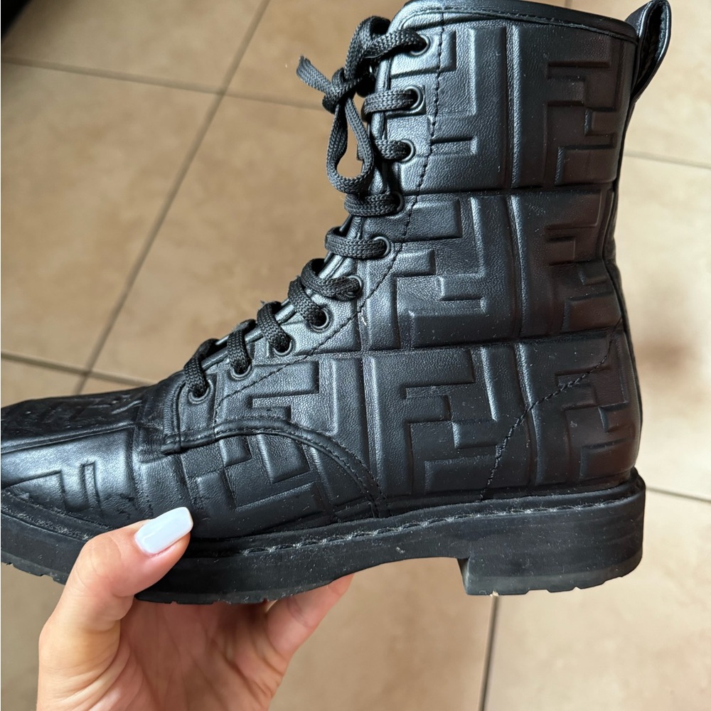 Fendi black combat boots